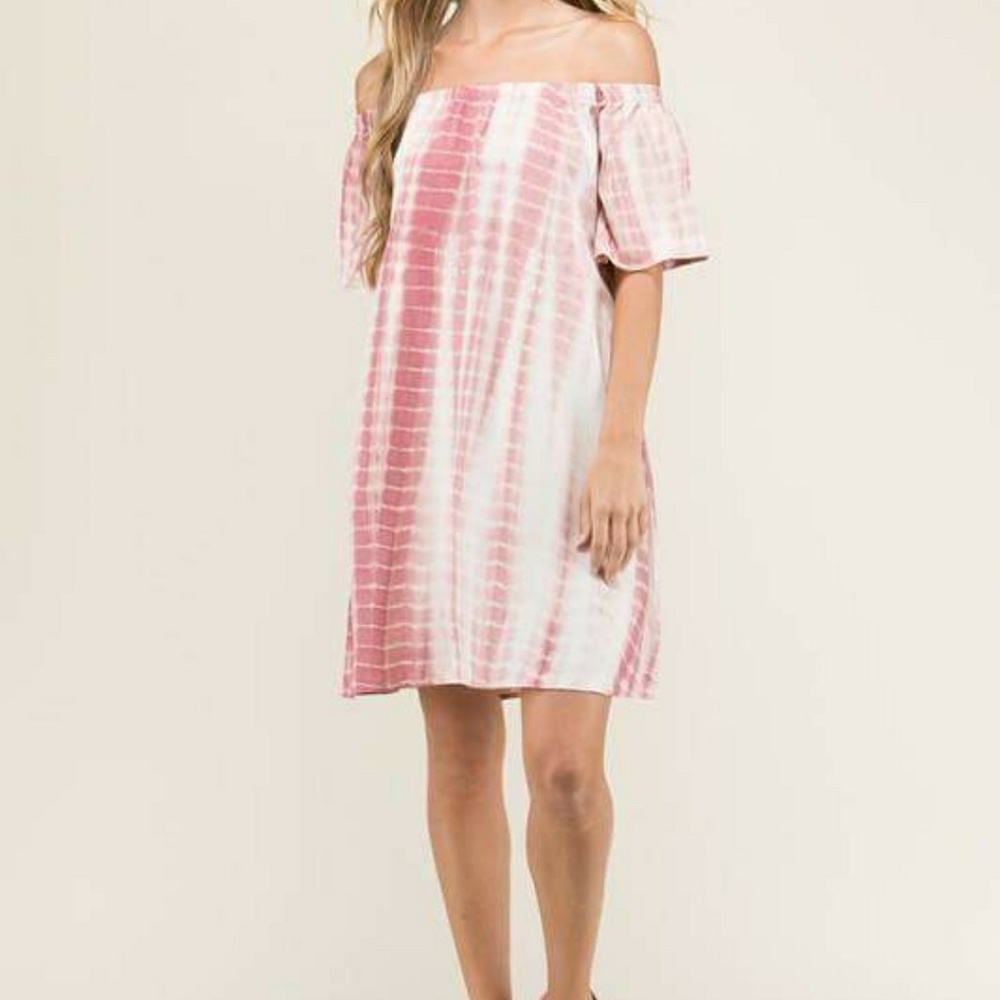 Tie dye off the shoulder dress